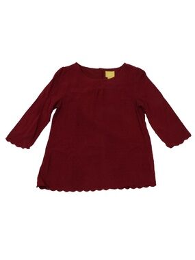 Maeve Maroon Textured Blouse Scalloped Hem Romantic Top Size 6